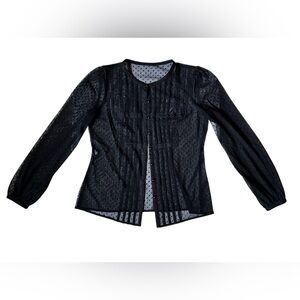 Ann Taylor LOFT Sheer Black Button Down Blouse Sz M